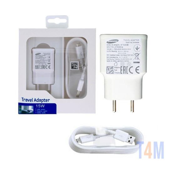 Cargador Rápido 15w con USB a Micro 1,2m Blanco